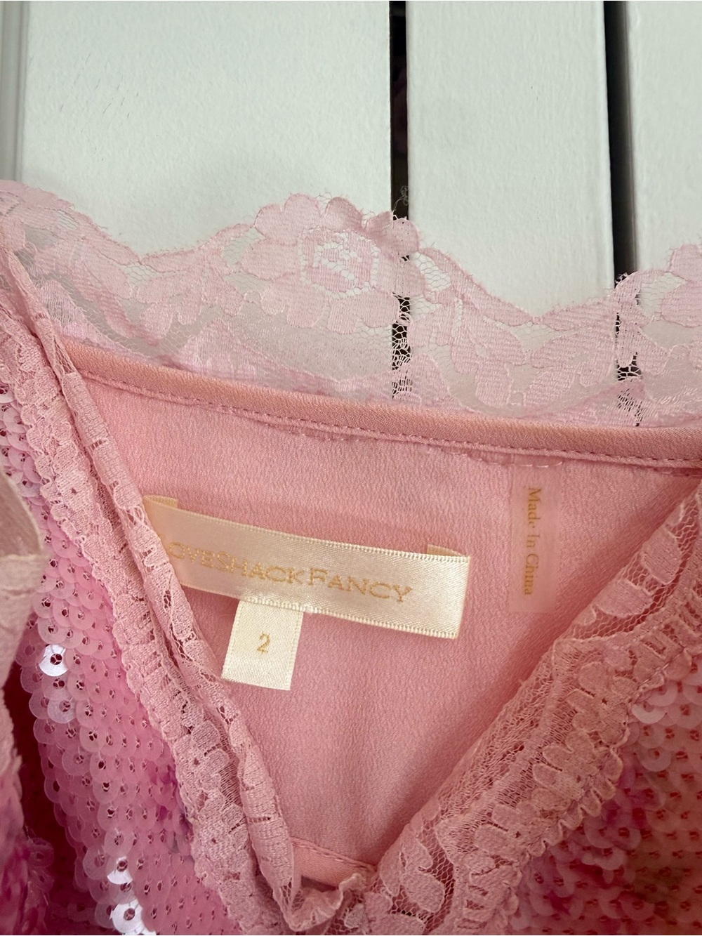 LoveShackFancy Pink Sequin Mini Dress - Picture 2 of 3